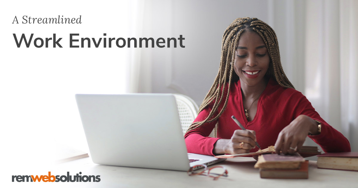 Woman working from home using her laptop